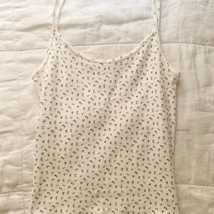 brandy melville white floral tank top